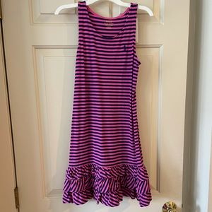 Pink and navy stripe sleeveless dress